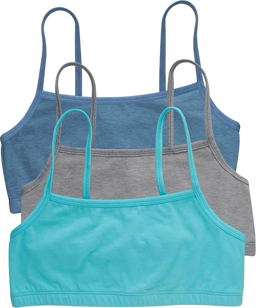 Hanes Women's Cotton String Bralette (3 Pack) (Medium, Denim Jacket/Concrete Heather/Ultra Blue)