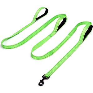 3 Handle Dog Leash, 10FT Triple Handle Reflective Stitching with Padded Traffic Handles, Heavy Duty Training Pet Lead for Control and Safety (Green)