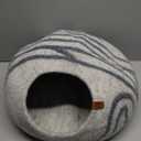 MEOWFIA Cat Cave  Premium Felt Cat Bed for Indoor Cats, Handmade Merino Wool (Light Grey, Medium)