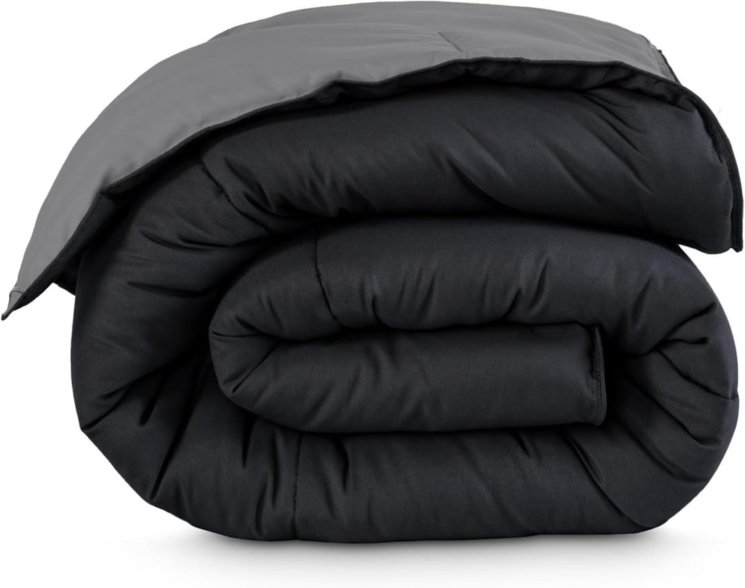 Bare Home Queen Comforter - Reversible Colors - Goose Down Alternative - Ultra-Soft - Premium 1800 Series - All Season Warmth - Bedding Comforter (Queen, Black/Grey)