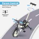 JMMD 6 in 1 Toddler Bike with Push Handle for Kids 18-60 Months, 12" Foldable Balance Bike with Training Wheels, Pedals, Brakes, Kickstand, Push Tricycle Toddler Gift & Toys for Boy & Girl