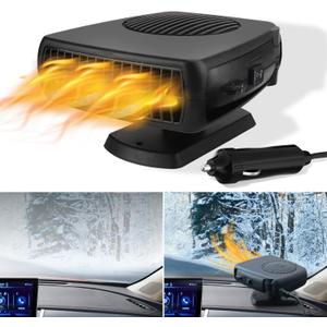 Car Heater, 200W Portable Windshield Defroster Fast Heating and Cooling Auto Defogger Window Defroster Automobile Windscreen Heaters Plug in Cigarette Lighter Heaters with 360 Degree Rotary (12V)