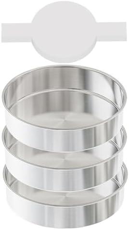 3 Piece Round Cake Pan Set 8inch Commercial Grade Nonrust Steel Bakewares with 100 Nonstick Baking Paper for Home Bakers Baking Pan Set, 7x7x2