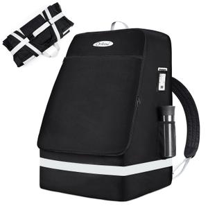 Orzbow Padded Car Seat Travel Bag for Airplane, Carseat Backpack Bags with Reflective Stripes, Infant Seat Travel Bag with Shoulder & Waist Strap, Car Seats Carrier for Airport Gate Check, Black