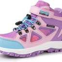 R CORD Kids Hiking Boots Waterproof Non-Slip for Outdoor Lace-Up Closure Girls Hiking Boots Durable TPR Traction Outsole Kids Hiking Shoes US 1