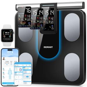 Smart Scale for Body Weight, INSMART 8-Electrode Bathroom Scale with BMI Body Fat Muscle Mass, 56 Body Composition Analyzer, Larger Platform Weight Scale with Colorful VA Screen on Handle