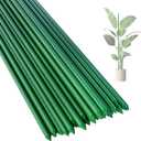 PROWORX 57 Inch 4.8 Ft Plant Support Garden Stakes 25 PCS, Sturdy Steel Plastic Coated Sticks for Outdoor Growing Climbing, Tomato, Trees, Cucumber, Beans