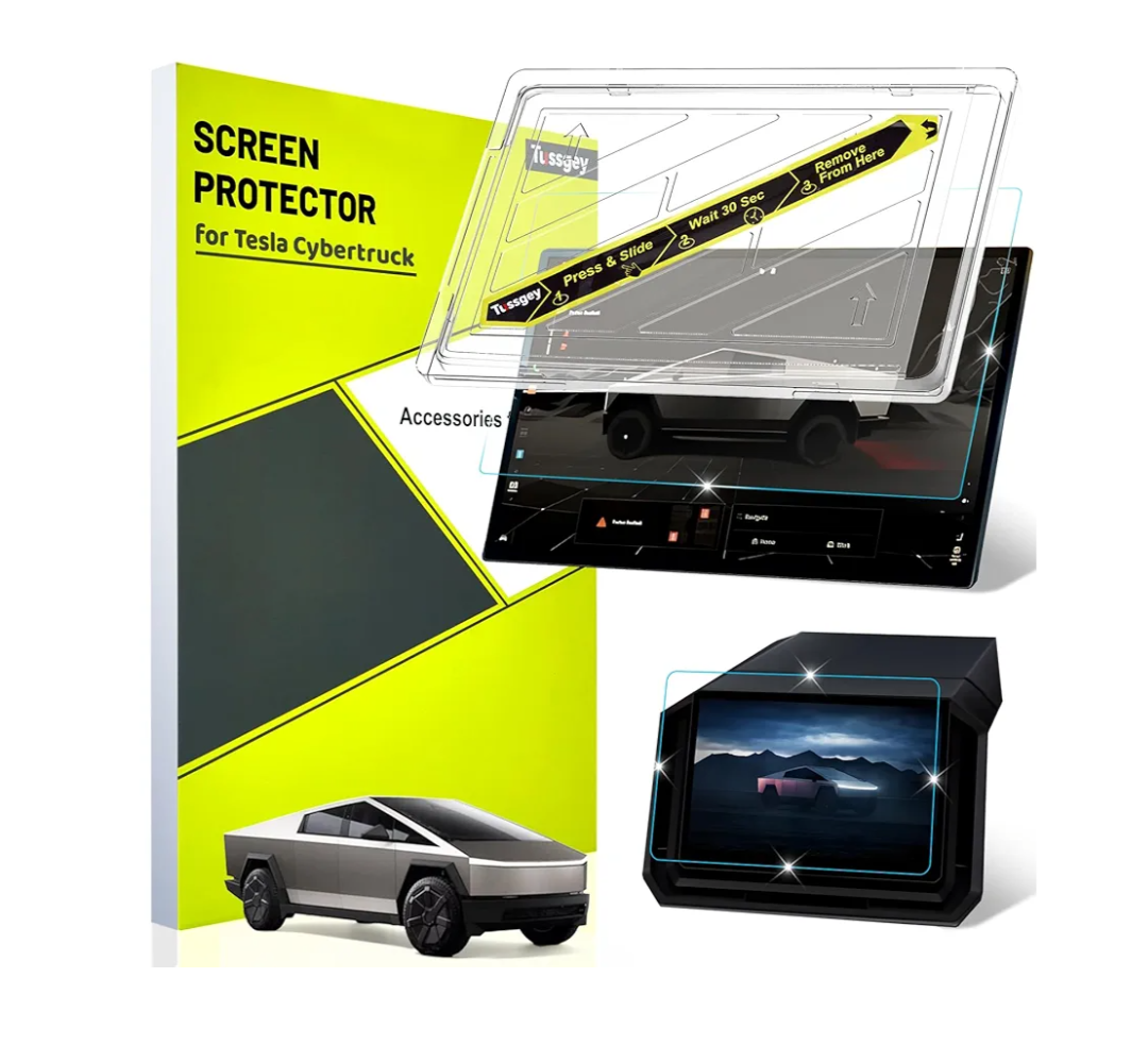 2024 Tesla Cybertruck Screen Protector Accessories Matte【No More Glare! Anti Fingerprint】Premium 9H Tempered Glass Screen Protector with Tray Kit for Cybertruck 2024 Front Screen & Rear Screen(2-Pack)