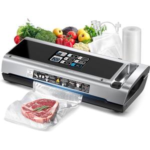 90KPa Portable Vacuum Sealer Machine for Food, One-Touch Open Lid, Detachable & Easy to Clean, Vertical Placement Saves Space, Powerful Suction for Freezer Bags & Food Storage Black Silver