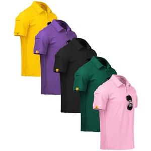 ZITY 2 Pack Mens Polo Shirt Short Sleeve Sports Golf Tennis T-Shirt Moisture-Wicking Summer Shirts XL