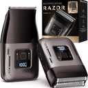 Cordless Foil Shaver for Men: High-Speed 6000RPM, Dual Replacement Heads (Foil + Trimmer), USB-C Rechargeable, IPX7 Waterproof & Battery Display