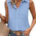 JEKAOYI Womens Sleeveless Casual Button Down Shirts Cotton Blouses Button Up Collared Tank Tops Summer 2026 S