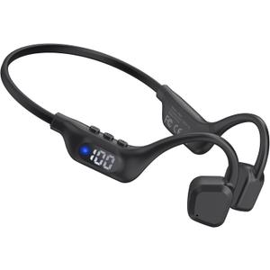 Bone Conduction Headphones, 14H Playtime Bluetooth 6.0 Open-Ear Earbuds with Mic, IPX5 Waterproof Lightweight Headset, Wireless Sport Earphones for Running, Cycling, Gym Workouts(Ink Black)