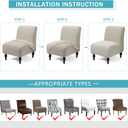 Iauddy Armless Accent Slipper Chair Cover Slipcover,Stretch Spandex Removable Jacquard Non-Slip Silp Cover for Accent Chair Without Arms Furniture Protector for Living Dining Room