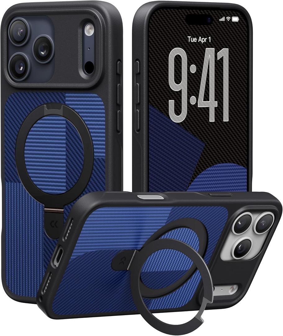 CASEKOO Geometric-Design for iPhone 17 Pro Case with Ultra-Magnetic Stand [16FT Military Protection] [Fit for MagSafe] Shockproof Slim Ring for iPhone 17 Pro Phone case 6.3", Ocean Blue