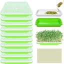 Legigo 10 Pack Green Seed Sprouter Trays- Soil-Free Cultivation Germination Tray, BPA Free Nursery Tray with Planting Paper for Indoors or Outdoors Sprouting Seeds, Grow Grass, Beans (Without Lids)