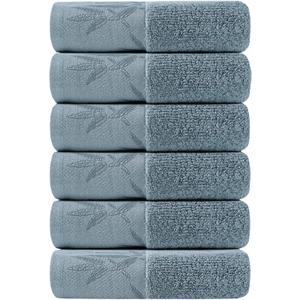 SEISSO Hand Towels 6 Pack, Ultra Soft and Highly Absorbent Bathroom Bath Hand Towel, Luxury Bamboo Viscose Hand Towels Multipurpose Use for Beach, Spa, Salon, Cyan Gray