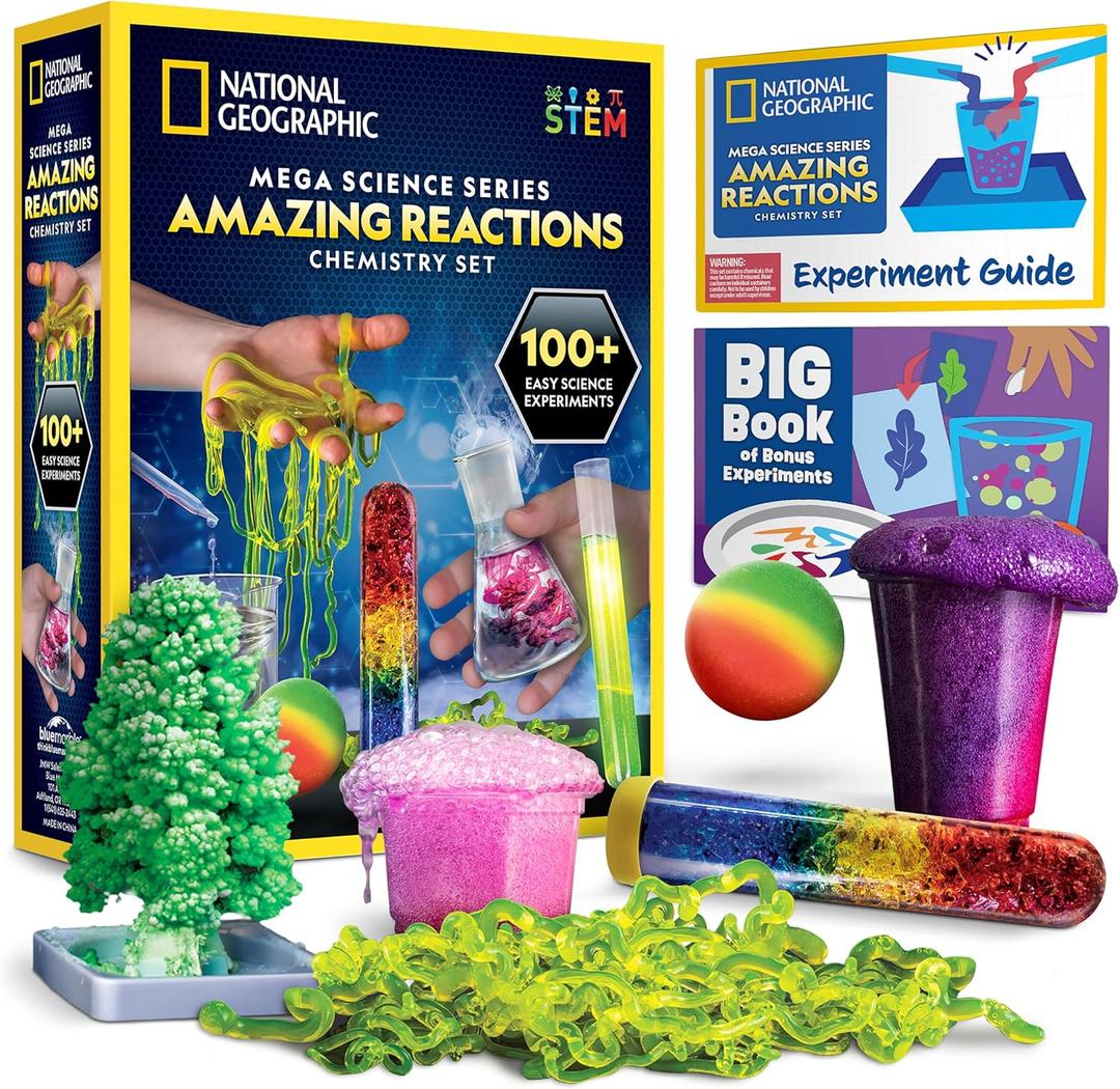 National Geographic Amazing Chemistry Set - Chemistry Kit with 100+ Science Experiments Including Crystal Growing and Reactions, Science Kit for Kids, STEM Gift for Boys and Girls 