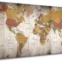 World Map Wall Art for Office Nautical Wall Decor Vintage World Map Poster Modern Framed Canvas Print Art - Map of The World Wall Art for Living Room Bedroom Home Decor New Year Gift 40" x 20"