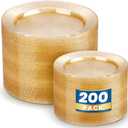 WDF 200PCS Gold Plastic Plates - Gold Glitter Plastic Plates - Heavy Duty Gold Glitter Disposable Plates - Include 100 Dinner Plates 10" and 100 Dessert Plate 7" for Wedding Spring Birthday