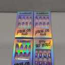 GLAMERMAID Press on Nails Medium Almond,UV Purple False Nails with Ombre Design,Gel Glue on Nails Reusable Full Cover Manicure Set for Women Pack of 4