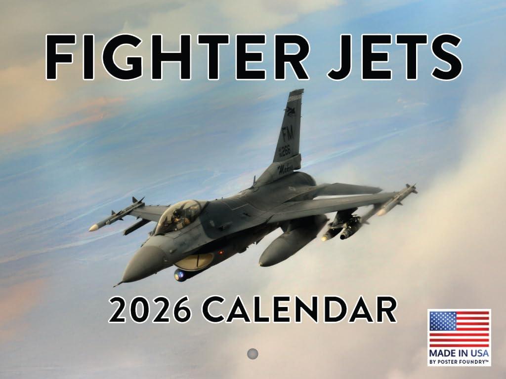 Fighter Jet Calendar 2026 Airplane Jets Aviation Monthly Wall Calender 12 Month | American Made In The USA