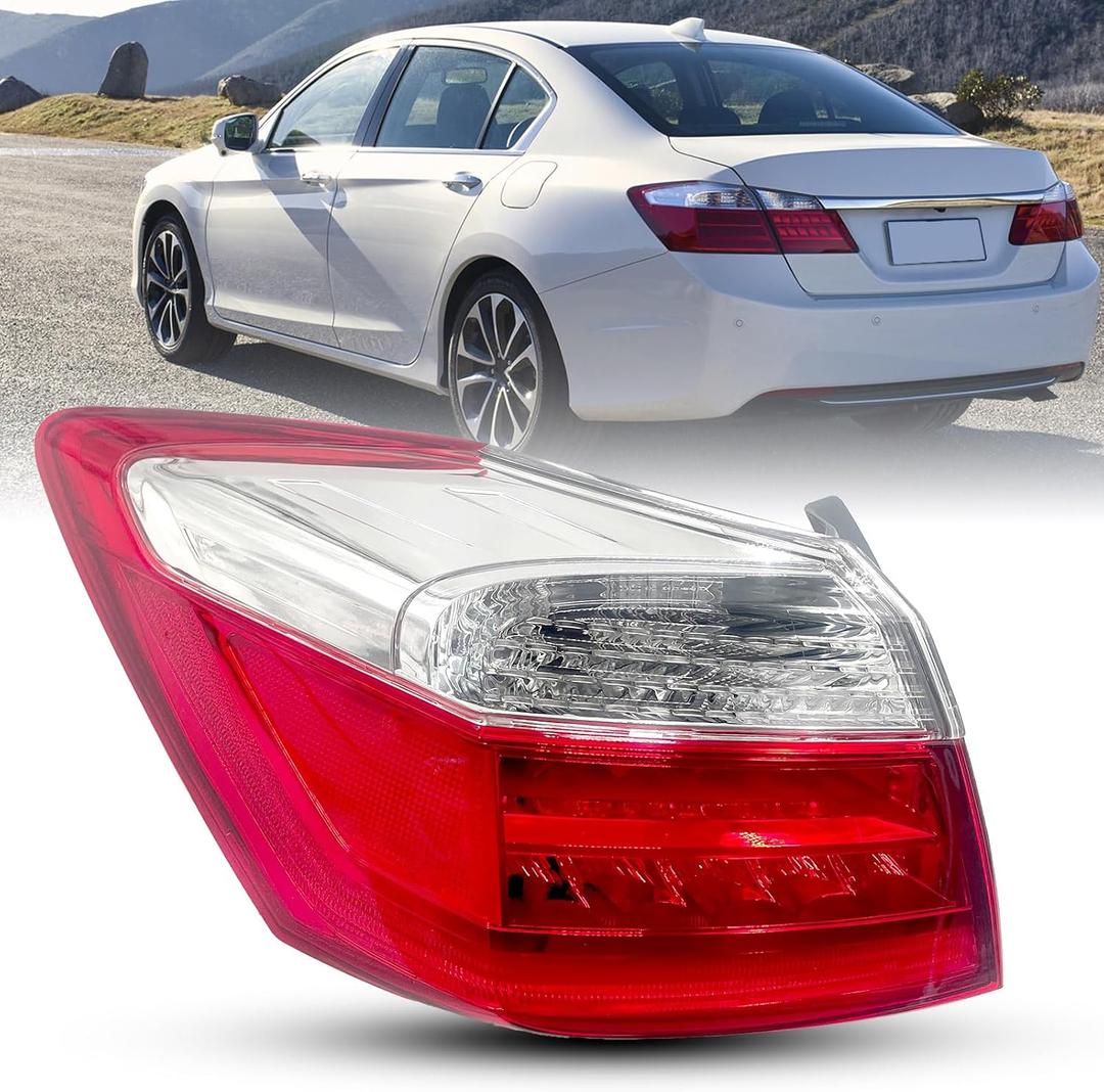 Tail Light Assembly Fit for 2013-2015 Honda Accord Sedan EX-L Touring Left Driver Side Outer Tail Light Brake Turn Signal Back Up Lens Replaces 33550T2AA12, 33550-T2A-A12, 33550 T2A A12, HO2804103