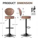 Swivel Bar Stools Set 2, Adjustable Height Suede-Like Leather Brown | Counter Height Stools with Back, Tall Armless Modern Bar Chair for Kichen Island, Height Adjust 24.02"-31.89", 360° Swivel
