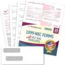 NextDayLabels 1099-NEC Forms for 2025, 4-Part Tax Forms, Kit of 25 Laser Forms, 3 1096 and 25 Self-Seal Envelopes, Designed for QuickBooks and Other Accounting Software