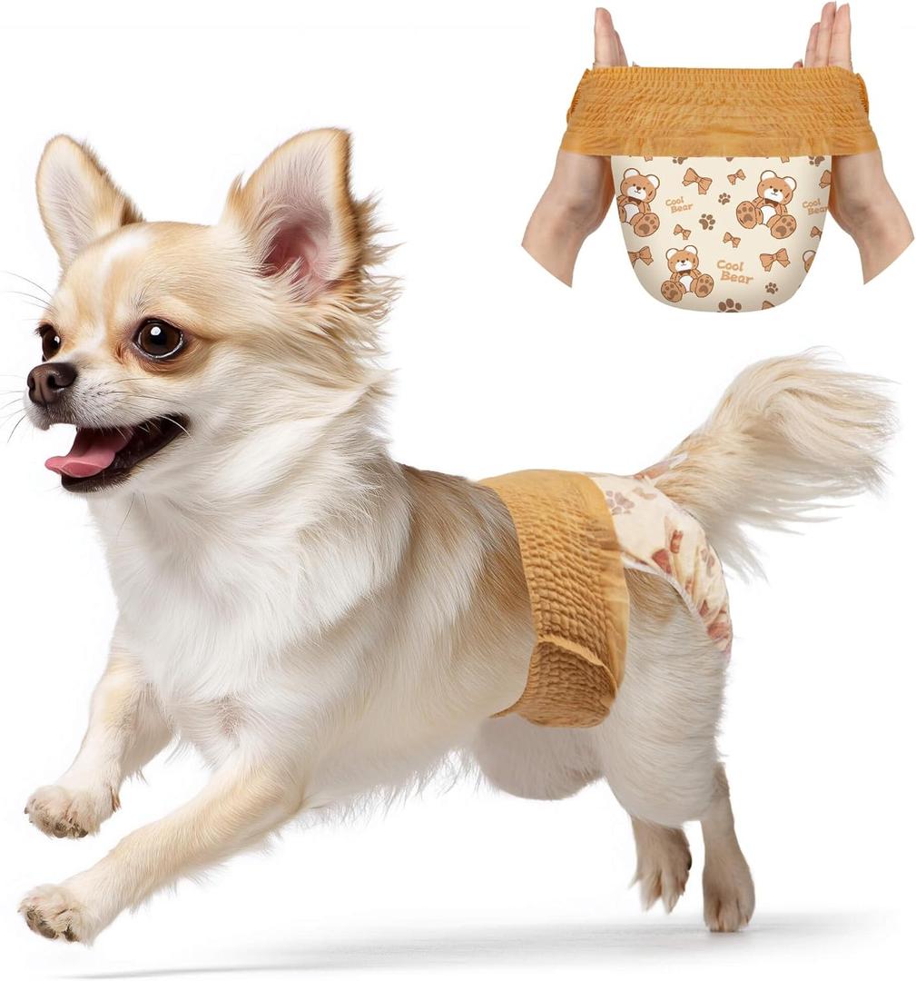 Dono Disposable Dog Diapers Female (20-60PCS), Pull it Up Doggie Diapers for Female Dogs with 360° Stretchy Waist, Doggy Diapers for Dog in Heat Period, Super Absorbent Leak-Proof Puppy Diapers, M