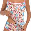 Women's Tankini Swimsuit Tummy Control Bathing Suits Two Piece Slimming Swim Suit High Waisted Shell Stitch Swimwear (Medium, Hot Pink Print)