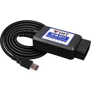 OBD2 Adapter FORSCans VINT-TT55502 ELMconfig ELM327 Modified VINTscan for All Windows Compatible with Ford Cars F150 F250 and Light Pickup Truck Scan Tool, Code Reader MS-CAN HS-CAN Switch Black