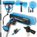IGADPole 28ft(8.8m) Washing Kit: Water-fed Brush, Cobweb Duster and 10(25cm) Squeegee and Soap Dispenser, Window Cleaning Pole, Water Fed Telescopic Brush, Window Cleaner Kit, Blue (26FT/8.6m)