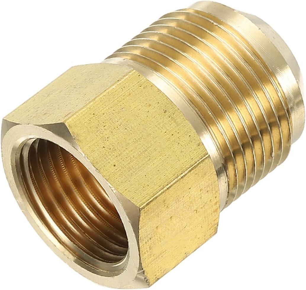 Brass Flare Tube Fitting Coupling Gas Adapter, 3/4" Male Flare x 5/8 Inch Female SAE Thread Pipe Connector Fit for air Conditioning HVAC Automotive Grills (2Pcs, Gold)