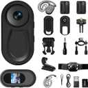 1080P Mini Body Camera with 64GB Card, Wearable Action Body Cam,One-Click Filming Body Worn Camera, Pets Collars Mount and Bicycle Mount Bracket for for Work, Travel, Pet Walking