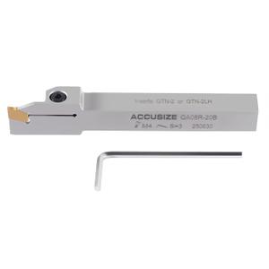 Accusize Industrial Tools 1/2'' Shank Heavy Duty Indexable Grooving/Cut-Off Holder, Nickel Plated, with a Gtn-2 Tin Coated Carbide Insert, 2415-5024