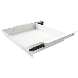 White Under Desk Mounted Sliding Drawer with 60 Degree Tilt Panel to pull out, 15'' long & 9'' deep Large Storage Organizer for Sit Stand Workstation