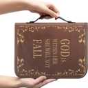 COEQINE Sunflower Bible Carrying Book Cover with Leather, Women Men Bible Cover Case Bookmark Carrying Book Case Church Bag Bible Sleeves 9 x 12 in (Sunflower God is Within Her She Will Not Fall Print)