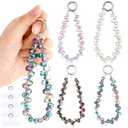 Quelay 4 Pack Crystal Phone Wrist Strap Beaded Cell Phone Lanyards Wrist Charms with Tether Tab Bling Cellphone Wristlet Bracelet Strap for Women