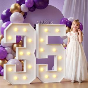 Marquee Numbers 35th-Birthday Large Decorations: 4ft Light Up Numbers 35 Birthday Sign for Boy Girl Thirty Five Year Old Anniversary Mosaic Party Decor Backdrop Big Foam Board Number 35
