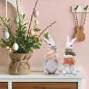 Hodao Handcrafted Wooden Easter Bunny Figurine Decoration  Celebrating Spring with Cute Rabbit, Good for Easter Home Decor  Ideal Gift for Spring Festivals (White-2)