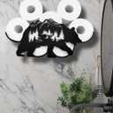 Bear Metal Wall Toilet Paper Storage,Funny Black Toilet Tissue Holder,Animal Decorative Metal Paper Holder,Cute Toilet Paper Storage for Bathroom,Wall Toilet Paper Organizer Hold Extra 8 Rolls (Black 14.39"l*4.52"w*10.63"h)