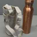 100% Pure Copper Water Bottle (32 oz/ 950ml) With Ayurvedic Benefits, Travel-Friendly Design Leak Proof Pure Copper Hammered Water Bottle For Drinking, Comes With Canvas Carry Bag & Cleaning Brush