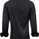 Alimens & Gentle Men's Dress Shirts Long Sleeve Wrinkle-Free Business Casual Button Down Shirt (Black, XL)