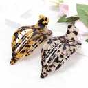 4 x 2 Pack Hair Clips for Women French Flat Claw Clips Celluloid Leopard Print Barrettes Nonslip Claw Clips Side Slide Volume Clips for Girls
