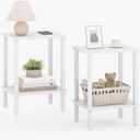 TUTOTAK End Table, Set of 2, Side Table, Nightstand, 2-Tier Storage Shelf, Sofa Table for Small Space, Living Room, Bed Room TB01BW035 (Pure White)