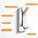 Adhesive Towel Hooks 4 Pack Stainless Steel Robe Coat Hooks for Hanging Versatile Wall Hooks for Bathroom, Kitchen, Office, School Silver Shower Sticky Hook Hanger