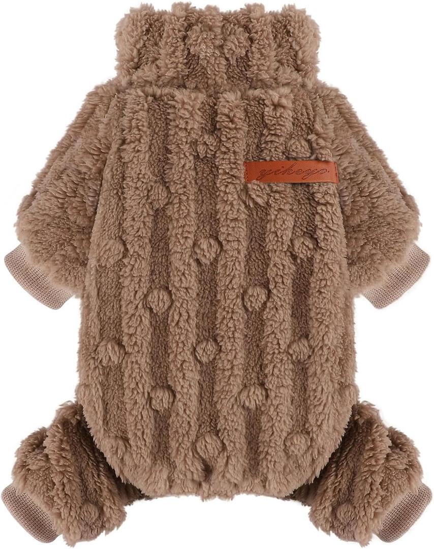 Dog Sweater for Small Dogs, XXS Dog Sweaters Turtleneck Doggie Pajamas Jumpsuits, Small Doggy Clothes Girl Boy, Cold Weather Puppy Onesie Outfits Yorkie Chihuahua Apparel,Khaki, S