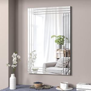 Decorative Wall Mirror 36"x24" Rectangle Silver Modern Mirror Frameless Vanity Mirror for Bathroom Bedroom Living Room Dining Room