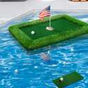 Floating Golf Green for Pool, Various Sizes (35"x24"/47"x35"/63"x47") to Suit Your Needs, Floating Chipping Green-Ideal for 2-4 Golfers Competing and Improving Skills in Outdoor and Pool Games, Ordinary